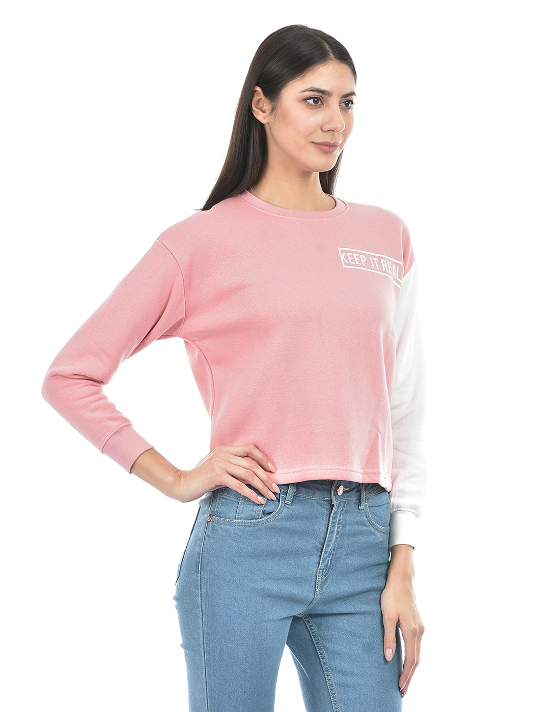 Numero Uno Women Color Block Pink Sweat Shirt